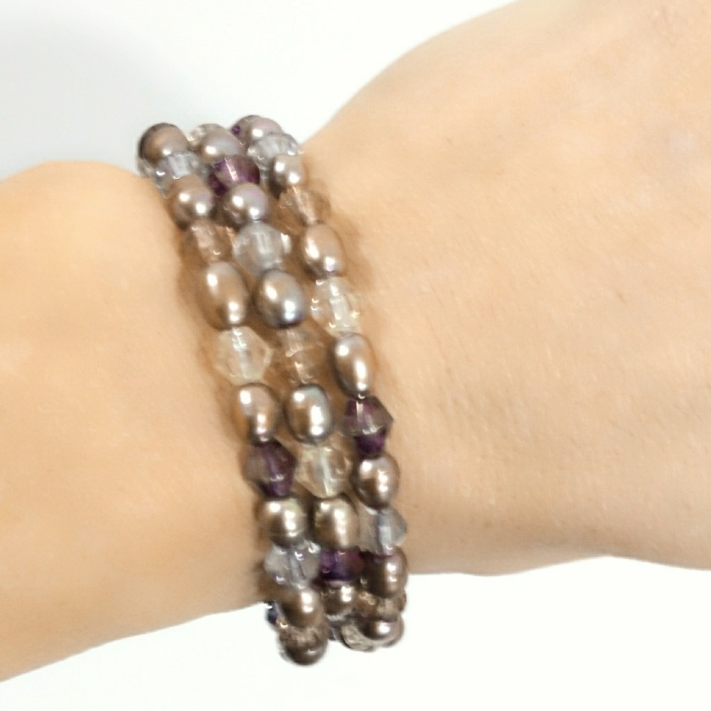 Vintage Fresh Water Peacock Pearl Bracelet/Necklace - Picture 2 of 6